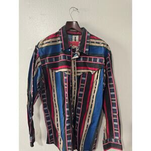 Vintage Rangers Mexico Aztec Western Multicolor Button Up Longsleeve Shirt